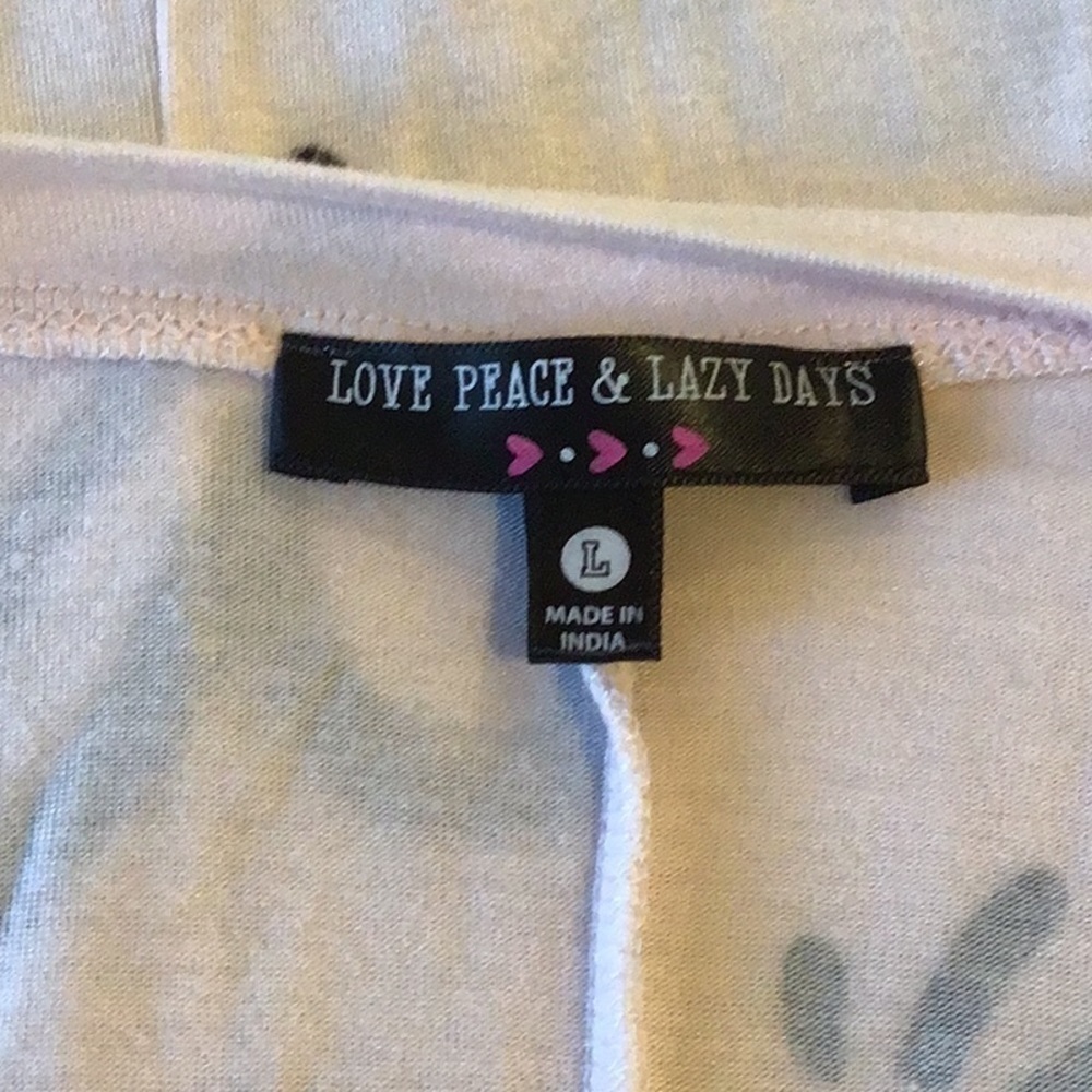 Love Peace & Lazy Days Pink Size Large Love T-shirt - Picture 5 of 5